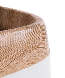 GloboStar® Artificial Garden PANDORA 20705 Επιδαπέδιο Πολυεστερικό Τσιμεντένιο Κασπώ Γλάστρα – Flower Pot Λευκό με Καφέ Μ60 x Π55 x Υ43cm