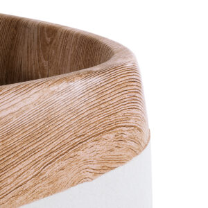 GloboStar® Artificial Garden PANDORA 20705 Επιδαπέδιο Πολυεστερικό Τσιμεντένιο Κασπώ Γλάστρα – Flower Pot Λευκό με Καφέ Μ60 x Π55 x Υ43cm