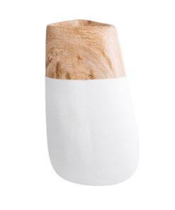 GloboStar® Artificial Garden PANDORA 20706 Επιδαπέδιο Πολυεστερικό Τσιμεντένιο Κασπώ Γλάστρα – Flower Pot Λευκό με Καφέ Μ45 x Π40 x Υ72cm