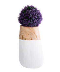 GloboStar® Artificial Garden PANDORA 20706 Επιδαπέδιο Πολυεστερικό Τσιμεντένιο Κασπώ Γλάστρα – Flower Pot Λευκό με Καφέ Μ45 x Π40 x Υ72cm