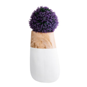 GloboStar® Artificial Garden PANDORA 20706 Επιδαπέδιο Πολυεστερικό Τσιμεντένιο Κασπώ Γλάστρα – Flower Pot Λευκό με Καφέ Μ45 x Π40 x Υ72cm