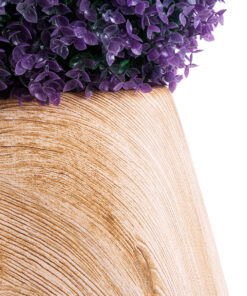 GloboStar® Artificial Garden PANDORA 20706 Επιδαπέδιο Πολυεστερικό Τσιμεντένιο Κασπώ Γλάστρα – Flower Pot Λευκό με Καφέ Μ45 x Π40 x Υ72cm