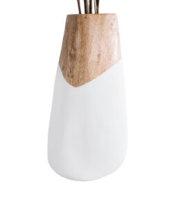 GloboStar® Artificial Garden PANDORA 20707 Επιδαπέδιο Πολυεστερικό Τσιμεντένιο Κασπώ Γλάστρα – Flower Pot Λευκό με Καφέ Μ49 x Π45 x Υ90cm