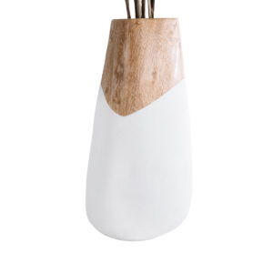 GloboStar® Artificial Garden PANDORA 20707 Επιδαπέδιο Πολυεστερικό Τσιμεντένιο Κασπώ Γλάστρα – Flower Pot Λευκό με Καφέ Μ49 x Π45 x Υ90cm