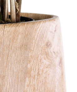 GloboStar® Artificial Garden PANDORA 20707 Επιδαπέδιο Πολυεστερικό Τσιμεντένιο Κασπώ Γλάστρα – Flower Pot Λευκό με Καφέ Μ49 x Π45 x Υ90cm