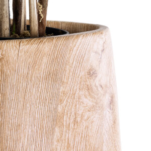 GloboStar® Artificial Garden PANDORA 20707 Επιδαπέδιο Πολυεστερικό Τσιμεντένιο Κασπώ Γλάστρα – Flower Pot Λευκό με Καφέ Μ49 x Π45 x Υ90cm