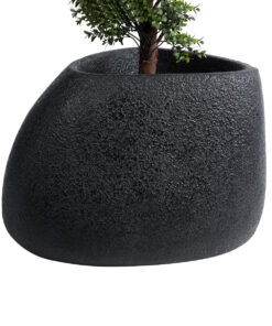 GloboStar® Artificial Garden CHLOE 20708 Επιδαπέδιο Πολυεστερικό Τσιμεντένιο Κασπώ Γλάστρα – Flower Pot Μαύρο Μ60 x Π55 x Υ43cm