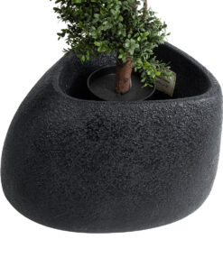 GloboStar® Artificial Garden CHLOE 20708 Επιδαπέδιο Πολυεστερικό Τσιμεντένιο Κασπώ Γλάστρα – Flower Pot Μαύρο Μ60 x Π55 x Υ43cm