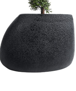 GloboStar® Artificial Garden CHLOE 20708 Επιδαπέδιο Πολυεστερικό Τσιμεντένιο Κασπώ Γλάστρα – Flower Pot Μαύρο Μ60 x Π55 x Υ43cm