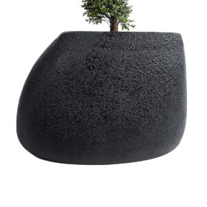 GloboStar® Artificial Garden CHLOE 20708 Επιδαπέδιο Πολυεστερικό Τσιμεντένιο Κασπώ Γλάστρα – Flower Pot Μαύρο Μ60 x Π55 x Υ43cm