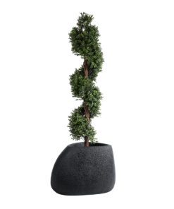 GloboStar® Artificial Garden CHLOE 20708 Επιδαπέδιο Πολυεστερικό Τσιμεντένιο Κασπώ Γλάστρα – Flower Pot Μαύρο Μ60 x Π55 x Υ43cm