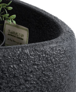 GloboStar® Artificial Garden CHLOE 20708 Επιδαπέδιο Πολυεστερικό Τσιμεντένιο Κασπώ Γλάστρα – Flower Pot Μαύρο Μ60 x Π55 x Υ43cm