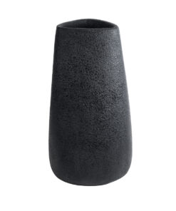 GloboStar® Artificial Garden CHLOE 20709 Επιδαπέδιο Πολυεστερικό Τσιμεντένιο Κασπώ Γλάστρα – Flower Pot Μαύρο Μ45 x Π49 x Υ90cm