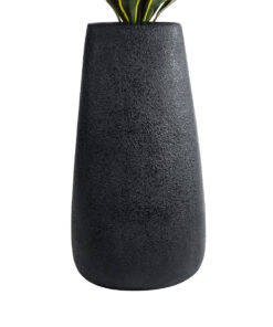 GloboStar® Artificial Garden CHLOE 20709 Επιδαπέδιο Πολυεστερικό Τσιμεντένιο Κασπώ Γλάστρα – Flower Pot Μαύρο Μ45 x Π49 x Υ90cm