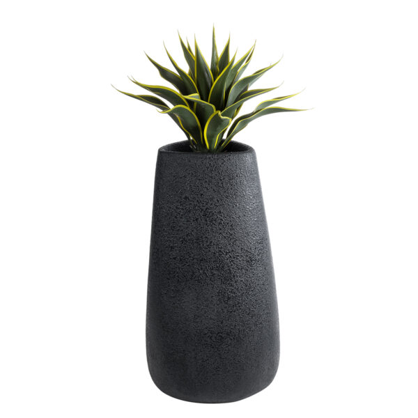 GloboStar® Artificial Garden CHLOE 20709 Επιδαπέδιο Πολυεστερικό Τσιμεντένιο Κασπώ Γλάστρα – Flower Pot Μαύρο Μ45 x Π49 x Υ90cm