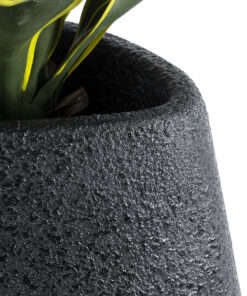 GloboStar® Artificial Garden CHLOE 20709 Επιδαπέδιο Πολυεστερικό Τσιμεντένιο Κασπώ Γλάστρα – Flower Pot Μαύρο Μ45 x Π49 x Υ90cm