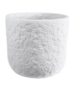 GloboStar® Artificial Garden MALVEN 20710 Επιδαπέδιο Πολυεστερικό Τσιμεντένιο Κασπώ Γλάστρα – Flower Pot Λευκό Φ31 x Υ28cm