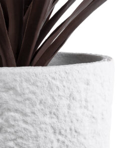 GloboStar® Artificial Garden MALVEN 20710 Επιδαπέδιο Πολυεστερικό Τσιμεντένιο Κασπώ Γλάστρα – Flower Pot Λευκό Φ31 x Υ28cm