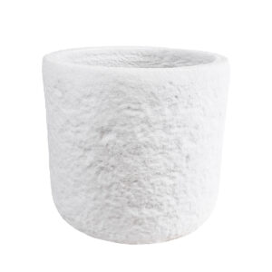 GloboStar® Artificial Garden MALVEN 20711 Επιδαπέδιο Πολυεστερικό Τσιμεντένιο Κασπώ Γλάστρα – Flower Pot Λευκό Φ25 x Υ23cm