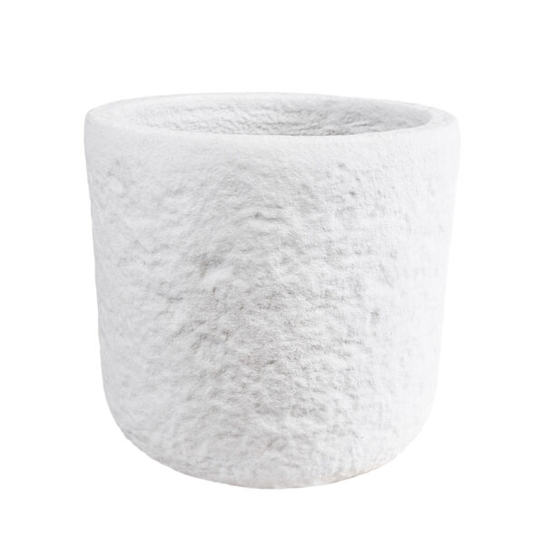 GloboStar® Artificial Garden MALVEN 20711 Επιδαπέδιο Πολυεστερικό Τσιμεντένιο Κασπώ Γλάστρα – Flower Pot Λευκό Φ25 x Υ23cm