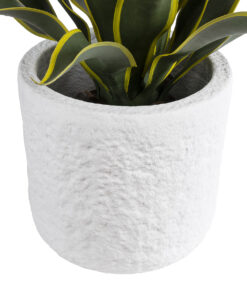 GloboStar® Artificial Garden MALVEN 20711 Επιδαπέδιο Πολυεστερικό Τσιμεντένιο Κασπώ Γλάστρα – Flower Pot Λευκό Φ25 x Υ23cm