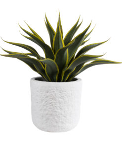 GloboStar® Artificial Garden MALVEN 20711 Επιδαπέδιο Πολυεστερικό Τσιμεντένιο Κασπώ Γλάστρα – Flower Pot Λευκό Φ25 x Υ23cm