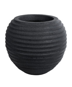 GloboStar® Artificial Garden ILAEIRA 20712 Επιδαπέδιο Πολυεστερικό Τσιμεντένιο Κασπώ Γλάστρα – Flower Pot Μαύρο Φ71 x Υ64cm