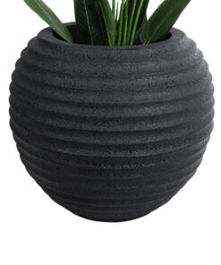 GloboStar® Artificial Garden ILAEIRA 20712 Επιδαπέδιο Πολυεστερικό Τσιμεντένιο Κασπώ Γλάστρα – Flower Pot Μαύρο Φ71 x Υ64cm