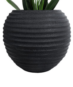 GloboStar® Artificial Garden ILAEIRA 20712 Επιδαπέδιο Πολυεστερικό Τσιμεντένιο Κασπώ Γλάστρα – Flower Pot Μαύρο Φ71 x Υ64cm