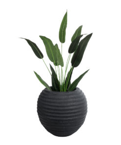 GloboStar® Artificial Garden ILAEIRA 20712 Επιδαπέδιο Πολυεστερικό Τσιμεντένιο Κασπώ Γλάστρα – Flower Pot Μαύρο Φ71 x Υ64cm