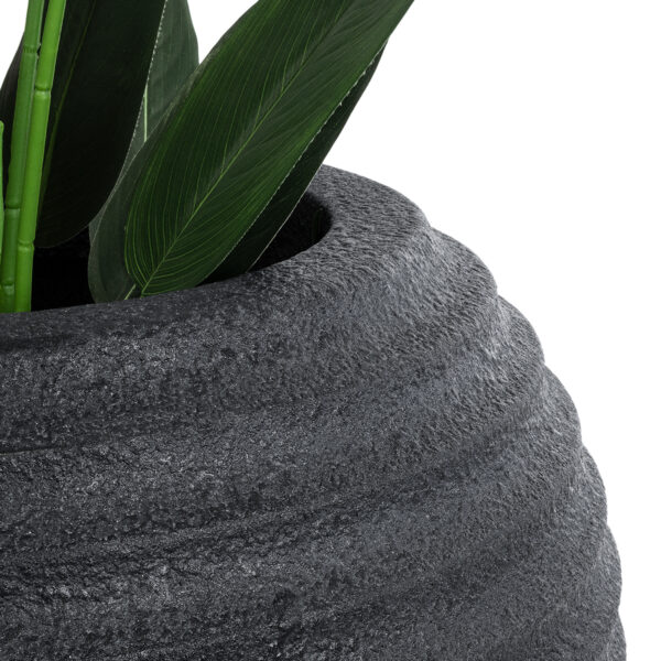 GloboStar® Artificial Garden ILAEIRA 20712 Επιδαπέδιο Πολυεστερικό Τσιμεντένιο Κασπώ Γλάστρα – Flower Pot Μαύρο Φ71 x Υ64cm