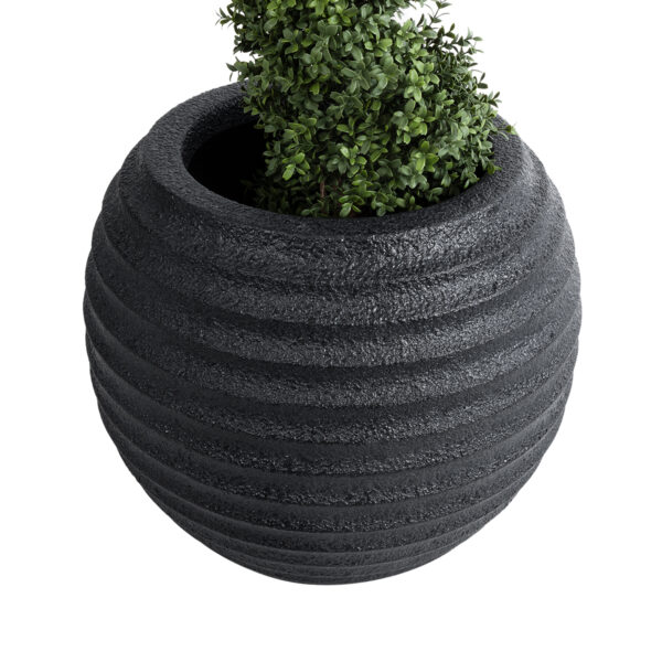 GloboStar® Artificial Garden ILAEIRA 20713 Επιδαπέδιο Πολυεστερικό Τσιμεντένιο Κασπώ Γλάστρα – Flower Pot Μαύρο Φ58 x Υ53cm