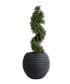 GloboStar® Artificial Garden ILAEIRA 20713 Επιδαπέδιο Πολυεστερικό Τσιμεντένιο Κασπώ Γλάστρα – Flower Pot Μαύρο Φ58 x Υ53cm