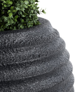 GloboStar® Artificial Garden ILAEIRA 20713 Επιδαπέδιο Πολυεστερικό Τσιμεντένιο Κασπώ Γλάστρα – Flower Pot Μαύρο Φ58 x Υ53cm