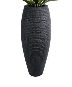GloboStar® Artificial Garden NASHVILLE 20714 Επιδαπέδιο Πολυεστερικό Τσιμεντένιο Κασπώ Γλάστρα – Flower Pot Μαύρο Φ45 x Υ114cm