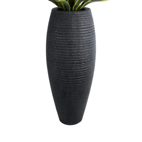 GloboStar® Artificial Garden NASHVILLE 20714 Επιδαπέδιο Πολυεστερικό Τσιμεντένιο Κασπώ Γλάστρα – Flower Pot Μαύρο Φ45 x Υ114cm