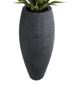 GloboStar® Artificial Garden NASHVILLE 20714 Επιδαπέδιο Πολυεστερικό Τσιμεντένιο Κασπώ Γλάστρα – Flower Pot Μαύρο Φ45 x Υ114cm