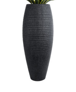 GloboStar® Artificial Garden NASHVILLE 20714 Επιδαπέδιο Πολυεστερικό Τσιμεντένιο Κασπώ Γλάστρα – Flower Pot Μαύρο Φ45 x Υ114cm