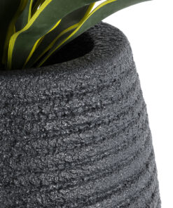 GloboStar® Artificial Garden NASHVILLE 20714 Επιδαπέδιο Πολυεστερικό Τσιμεντένιο Κασπώ Γλάστρα – Flower Pot Μαύρο Φ45 x Υ114cm