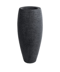 GloboStar® Artificial Garden NASHVILLE 20715 Επιδαπέδιο Πολυεστερικό Τσιμεντένιο Κασπώ Γλάστρα – Flower Pot Μαύρο Φ35 x Υ85cm