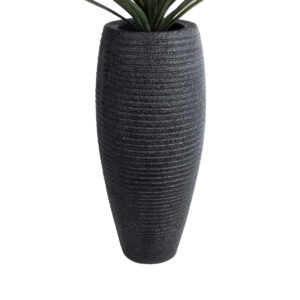 GloboStar® Artificial Garden NASHVILLE 20715 Επιδαπέδιο Πολυεστερικό Τσιμεντένιο Κασπώ Γλάστρα – Flower Pot Μαύρο Φ35 x Υ85cm