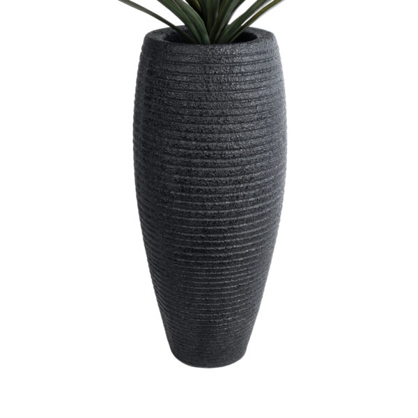 GloboStar® Artificial Garden NASHVILLE 20715 Επιδαπέδιο Πολυεστερικό Τσιμεντένιο Κασπώ Γλάστρα – Flower Pot Μαύρο Φ35 x Υ85cm