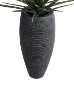 GloboStar® Artificial Garden NASHVILLE 20715 Επιδαπέδιο Πολυεστερικό Τσιμεντένιο Κασπώ Γλάστρα – Flower Pot Μαύρο Φ35 x Υ85cm