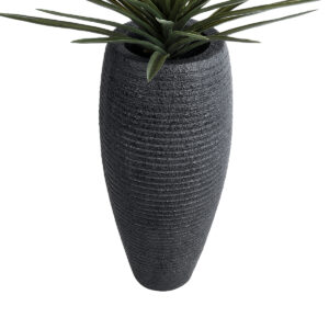 GloboStar® Artificial Garden NASHVILLE 20715 Επιδαπέδιο Πολυεστερικό Τσιμεντένιο Κασπώ Γλάστρα – Flower Pot Μαύρο Φ35 x Υ85cm