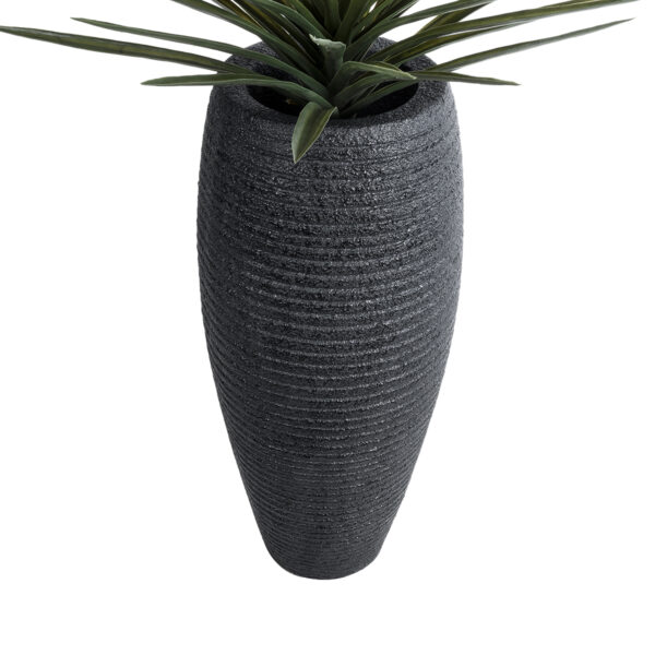 GloboStar® Artificial Garden NASHVILLE 20715 Επιδαπέδιο Πολυεστερικό Τσιμεντένιο Κασπώ Γλάστρα – Flower Pot Μαύρο Φ35 x Υ85cm