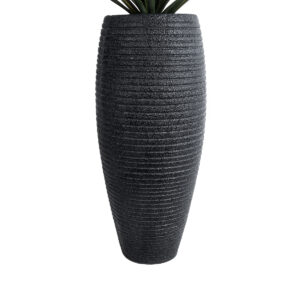 GloboStar® Artificial Garden NASHVILLE 20715 Επιδαπέδιο Πολυεστερικό Τσιμεντένιο Κασπώ Γλάστρα – Flower Pot Μαύρο Φ35 x Υ85cm