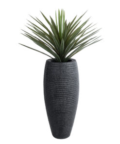 GloboStar® Artificial Garden NASHVILLE 20715 Επιδαπέδιο Πολυεστερικό Τσιμεντένιο Κασπώ Γλάστρα – Flower Pot Μαύρο Φ35 x Υ85cm