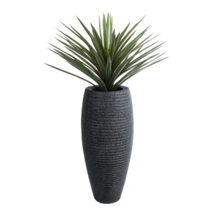GloboStar® Artificial Garden NASHVILLE 20715 Επιδαπέδιο Πολυεστερικό Τσιμεντένιο Κασπώ Γλάστρα – Flower Pot Μαύρο Φ35 x Υ85cm
