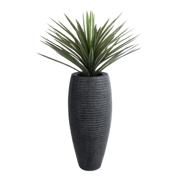GloboStar® Artificial Garden NASHVILLE 20715 Επιδαπέδιο Πολυεστερικό Τσιμεντένιο Κασπώ Γλάστρα – Flower Pot Μαύρο Φ35 x Υ85cm