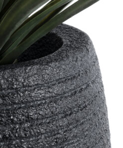 GloboStar® Artificial Garden NASHVILLE 20715 Επιδαπέδιο Πολυεστερικό Τσιμεντένιο Κασπώ Γλάστρα – Flower Pot Μαύρο Φ35 x Υ85cm